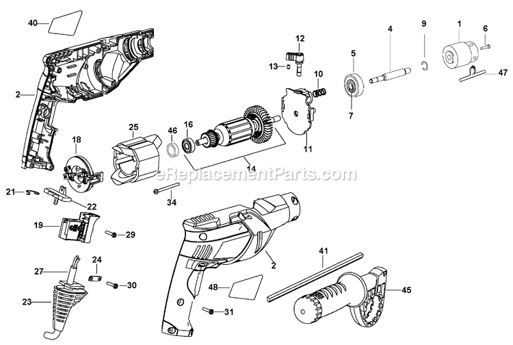 Black and Decker KR655-AR (Type 2) 1/2 Hammer Drill Power Tool Page A Diagram